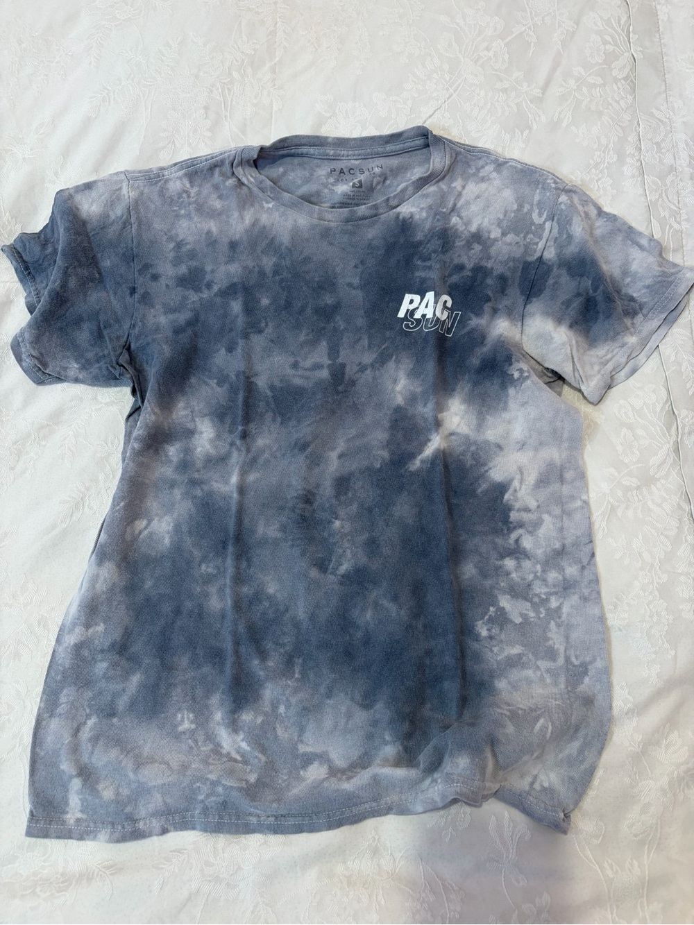 PACSUN Tie-Dye Short Sleeve Tee - Blue/Grey